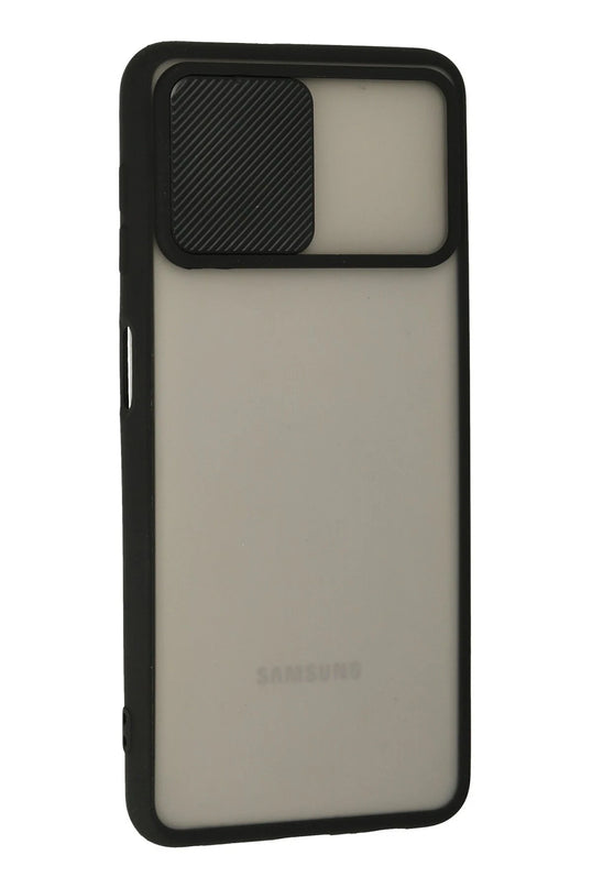 Samsung Galaxy A22 Palm Buzlu Kamera Sürgülü Silikon Kılıf - Siyah 2