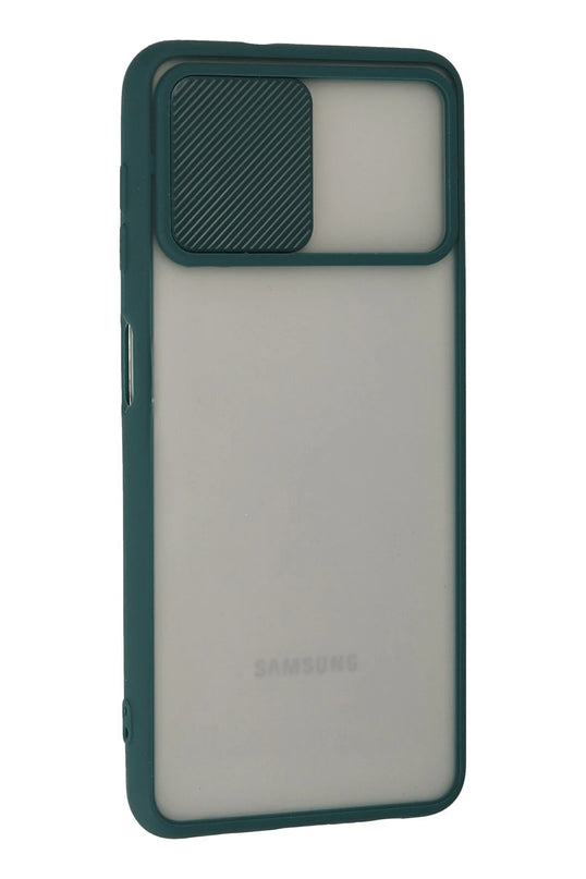 Samsung Galaxy A22 Palm Buzlu Kamera Sürgülü Silikon Kılıf - Yeşil 2