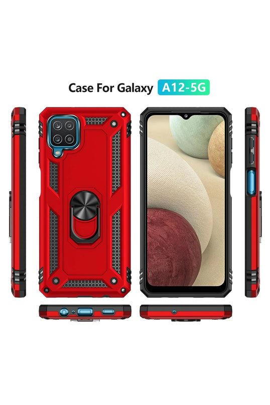 Samsung Galaxy A22 Sofya Yüzüklü Silikon Kapak Kılıf - Kırmızı 3