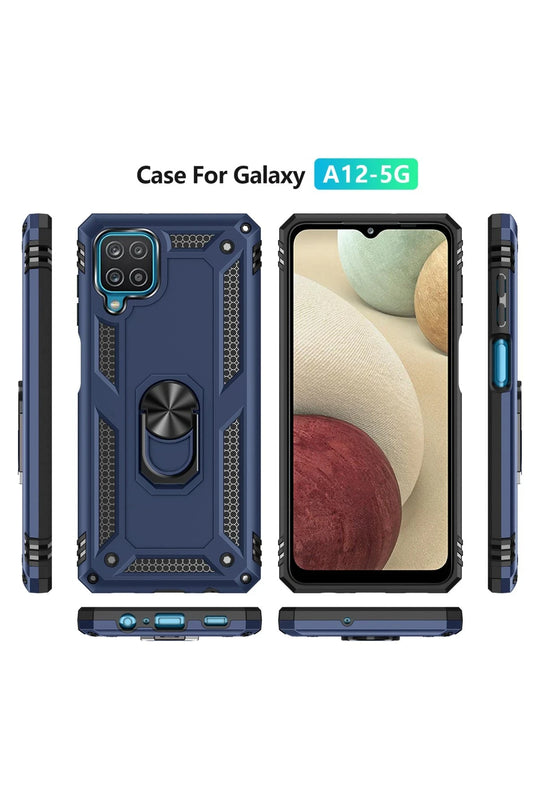 Samsung Galaxy A22 Sofya Yüzüklü Silikon Kapak Kılıf - Lacivert 3