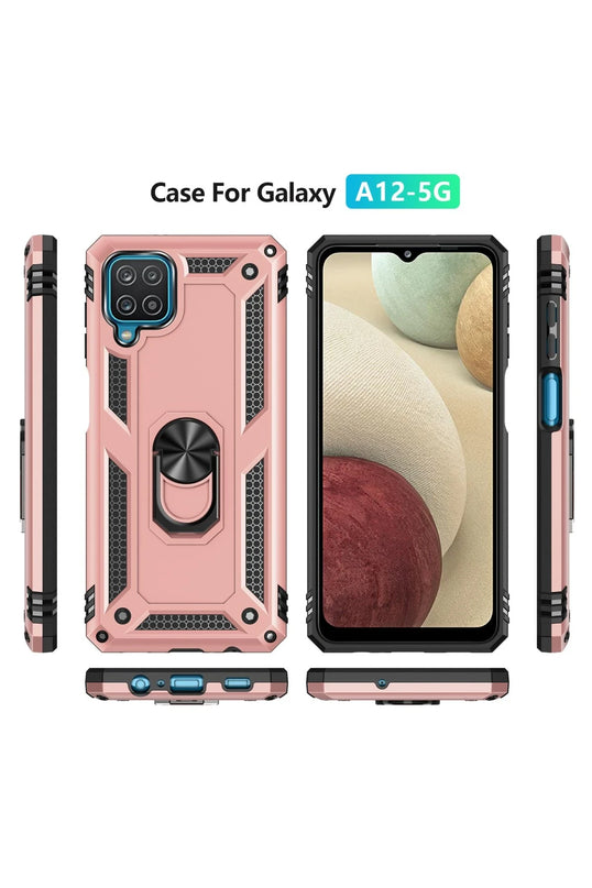 Samsung Galaxy A22 Sofya Yüzüklü Silikon Kapak Kılıf - Rose 3