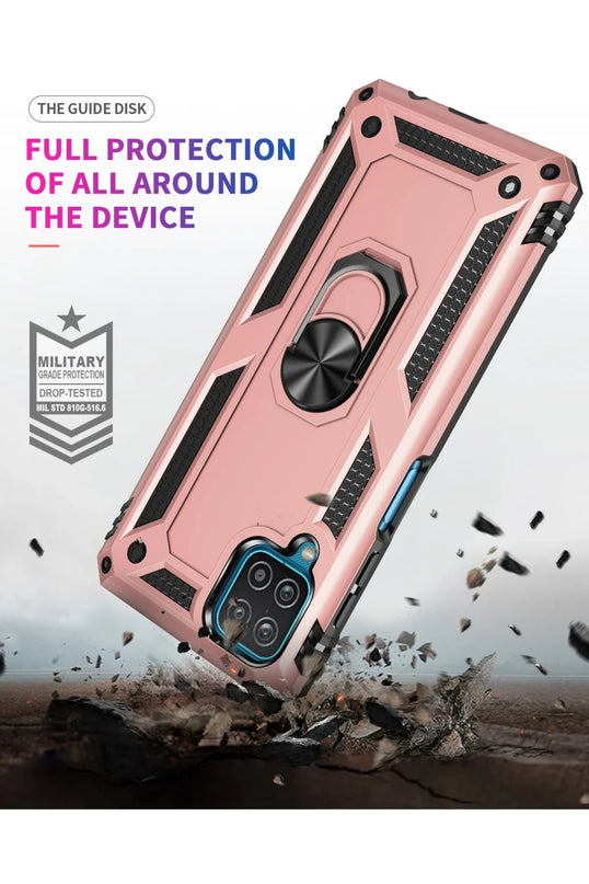 Samsung Galaxy A22 Sofya Yüzüklü Silikon Kapak Kılıf - Rose 7