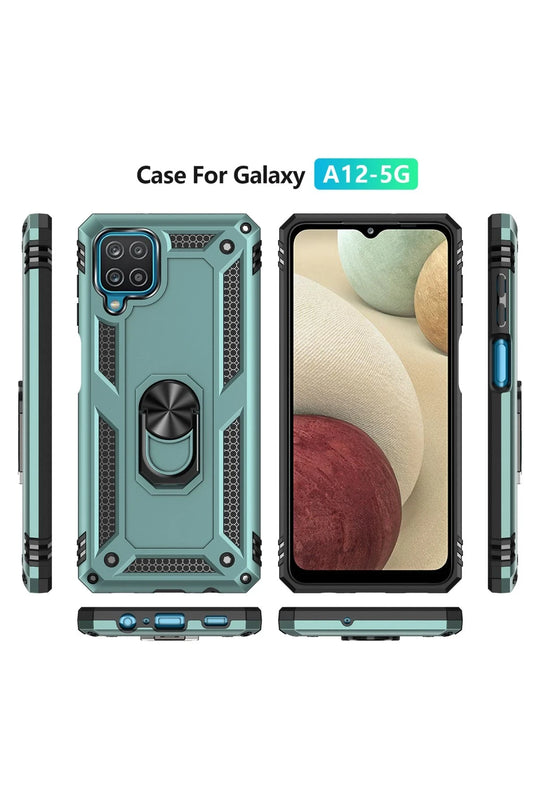 Samsung Galaxy A22 Sofya Yüzüklü Silikon Kapak Kılıf - Yeşil 3