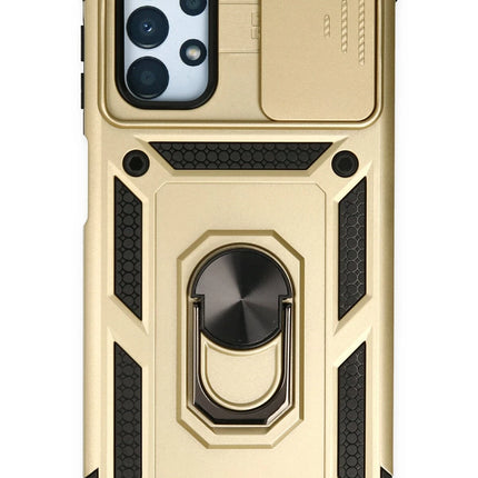 Samsung Galaxy A33 5G Pars Lens Yüzüklü Silikon Kılıf - Gold