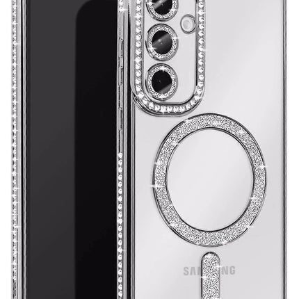 Samsung Galaxy A35 5G Joke Simli Magneticsafe Kılıf - Gümüş