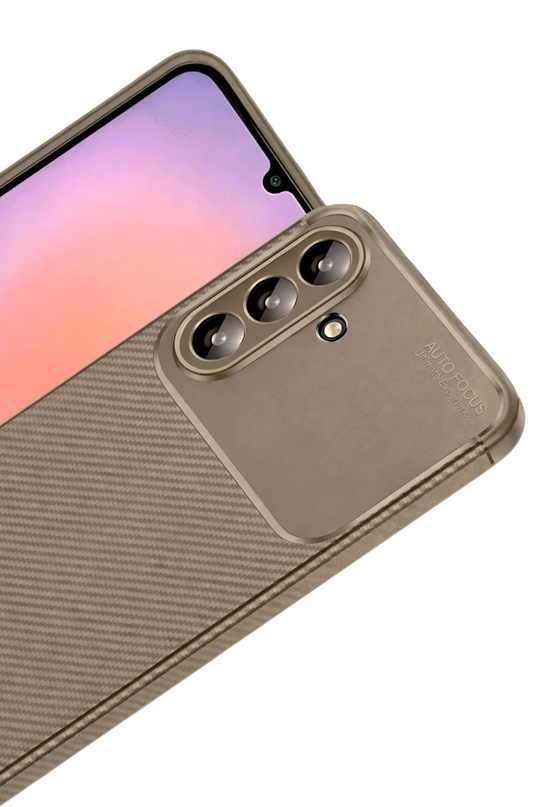 Samsung Galaxy A37 5G Auto Focus Karbon Kapak Kılıf - Kahverengi 2