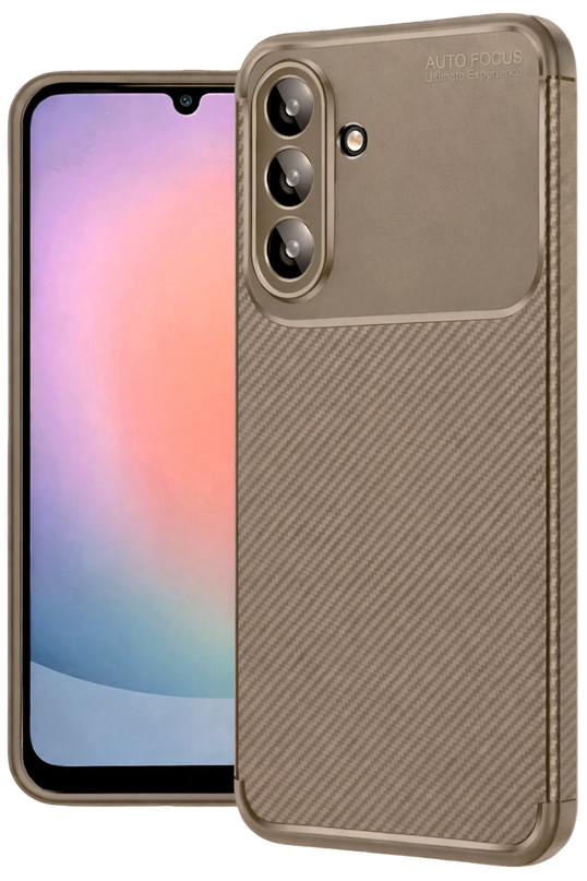 Samsung Galaxy A37 5G Auto Focus Karbon Kapak Kılıf - Kahverengi