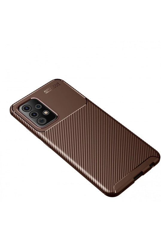 Samsung Galaxy A52 Auto Focus Karbon Kapak Kılıf - Kahverengi 2