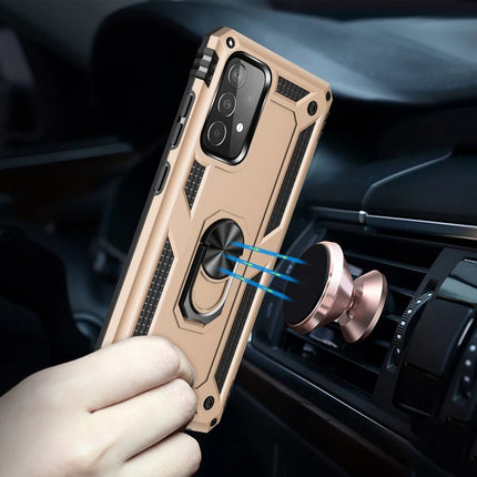 Samsung Galaxy A52 Sofya Yüzüklü Silikon Kapak Kılıf - Gold 7