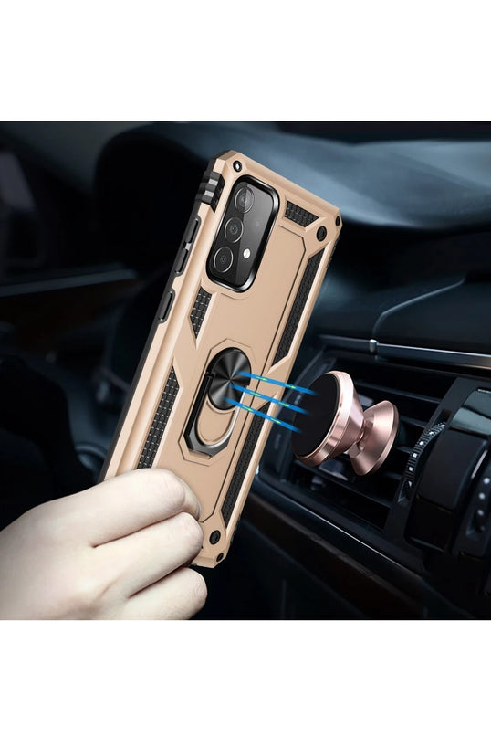 Samsung Galaxy A52 Sofya Yüzüklü Silikon Kapak Kılıf - Gold 7