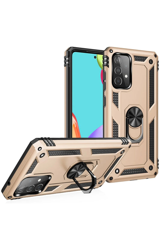 Samsung Galaxy A52 Sofya Yüzüklü Silikon Kapak Kılıf - Gold 2