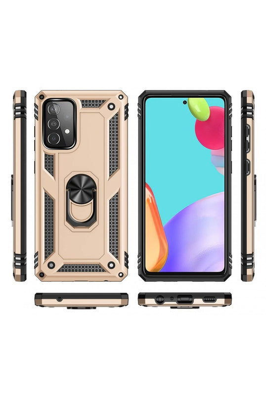 Samsung Galaxy A52 Sofya Yüzüklü Silikon Kapak Kılıf - Gold 3