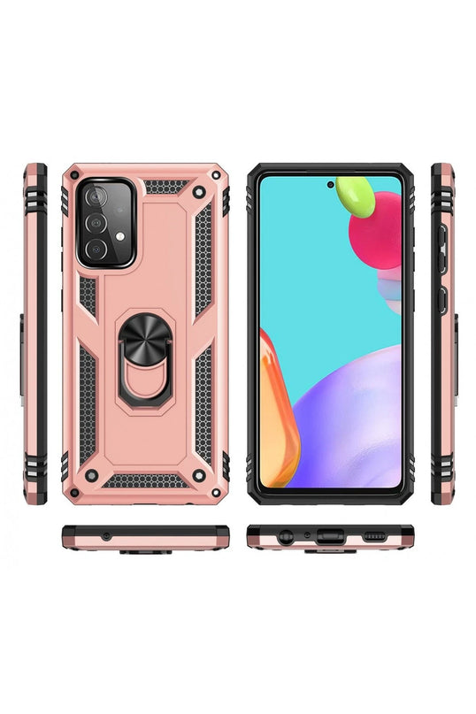 Samsung Galaxy A52 Sofya Yüzüklü Silikon Kapak Kılıf - Rose 3
