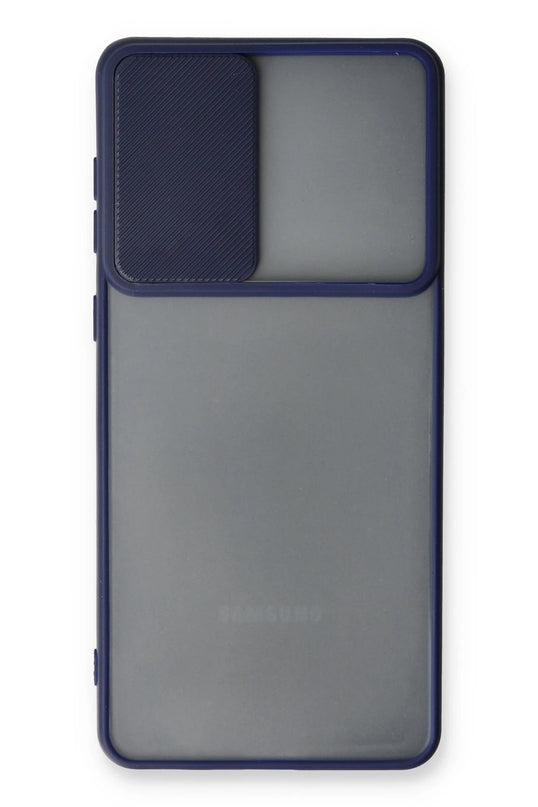 Samsung Galaxy A53 5G Palm Buzlu Kamera Sürgülü Silikon Kılıf - Lacivert 2