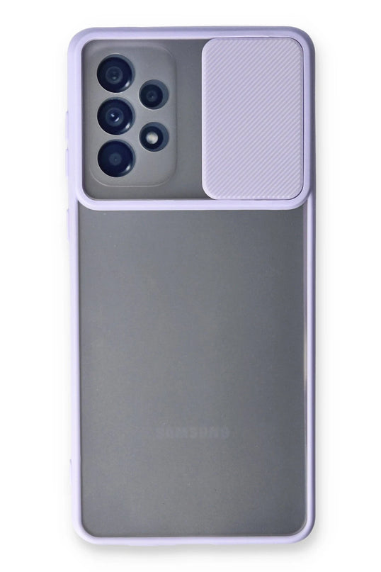 Samsung Galaxy A53 5G Palm Buzlu Kamera Sürgülü Silikon Kılıf - Lila