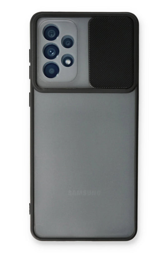 Samsung Galaxy A53 5G Palm Buzlu Kamera Sürgülü Silikon Kılıf - Siyah
