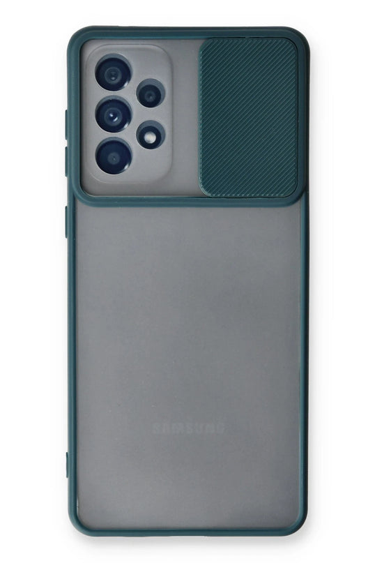 Samsung Galaxy A53 5G Palm Buzlu Kamera Sürgülü Silikon Kılıf - Yeşil