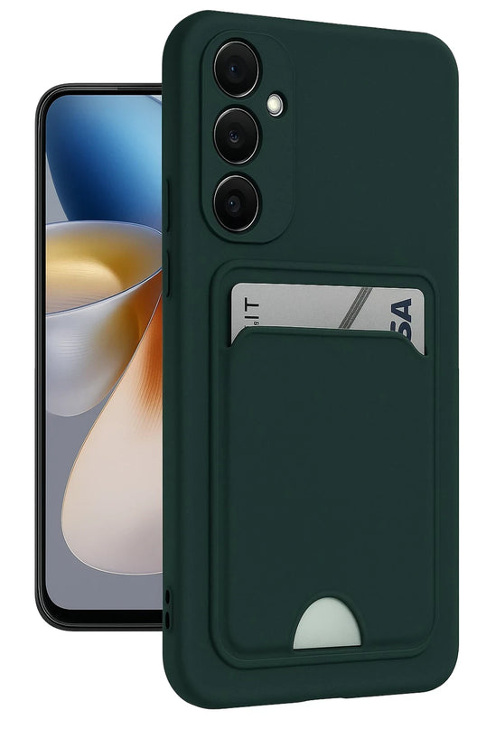 Samsung Galaxy A55 5G Kelvin Kartvizitli Silikon Kılıf - Koyu Yeşil