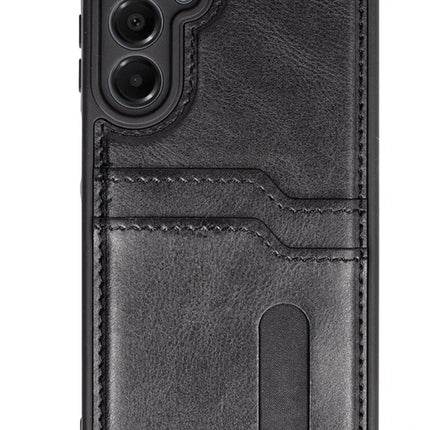Samsung Galaxy A55 5G Sara Kartvizitli Deri Kılıf - Siyah