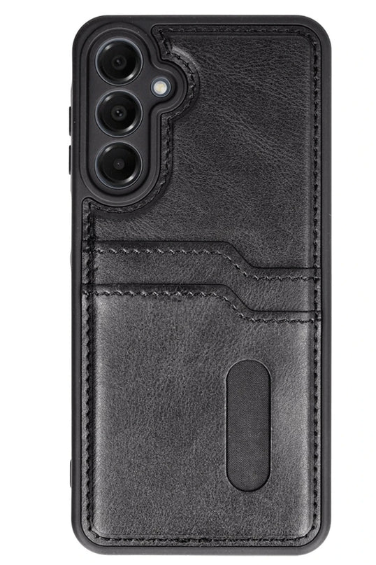 Samsung Galaxy A55 5G Sara Kartvizitli Deri Kılıf - Siyah