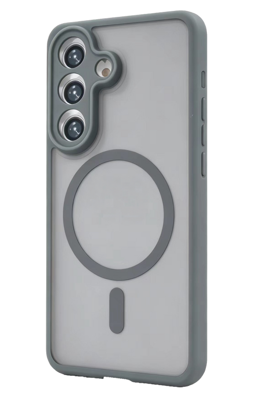 Samsung Galaxy A55 5G Loji Magsafe Kapak Kılıf - Gri