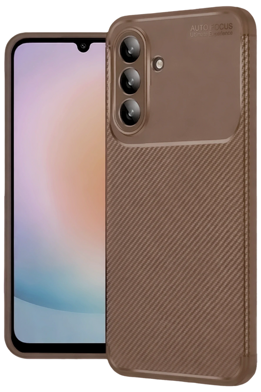 Samsung Galaxy A57 5G Auto Focus Karbon Kapak Kılıf - Kahverengi
