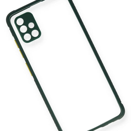 Samsung Galaxy A71 Miami Şeffaf Silikon Kılıf - Koyu Yeşil 3