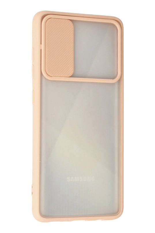 Samsung Galaxy A71 Palm Buzlu Kamera Sürgülü Silikon Kılıf - Pembe 3