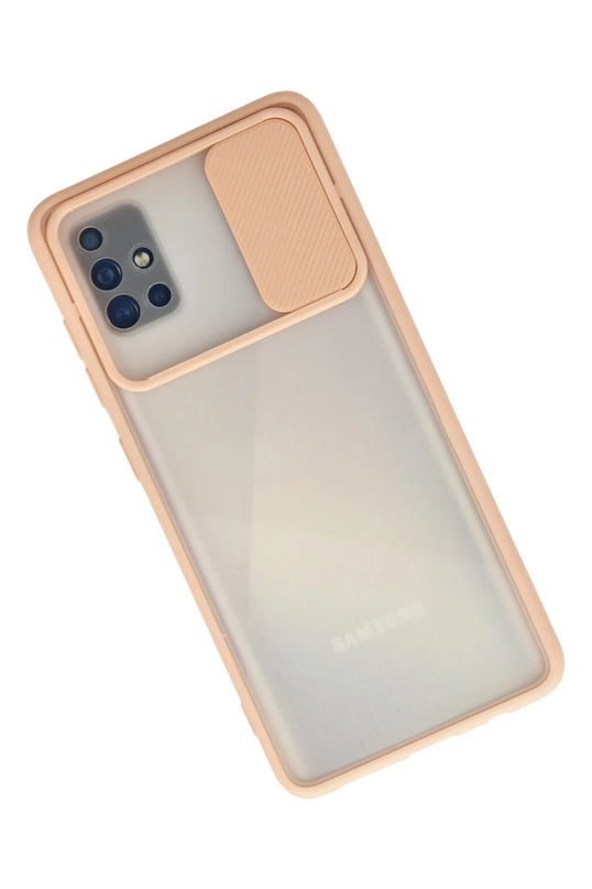 Samsung Galaxy A71 Palm Buzlu Kamera Sürgülü Silikon Kılıf - Pembe 2