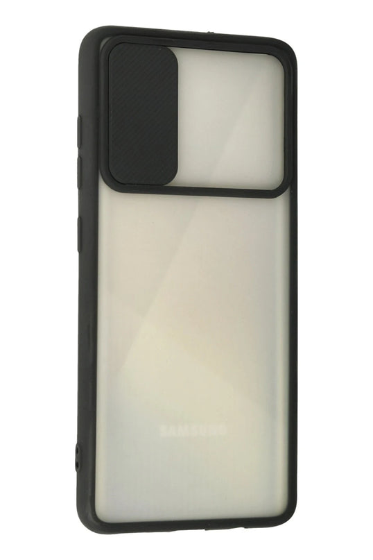 Samsung Galaxy A71 Palm Buzlu Kamera Sürgülü Silikon Kılıf - Siyah 3