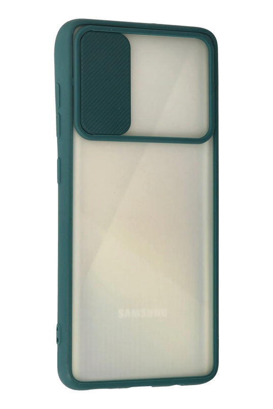 Samsung Galaxy A71 Palm Buzlu Kamera Sürgülü Silikon Kılıf - Yeşil 3