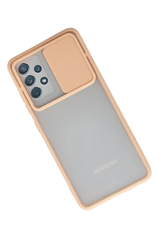Samsung Galaxy A72 Palm Buzlu Kamera Sürgülü Silikon Kılıf - Pembe 2