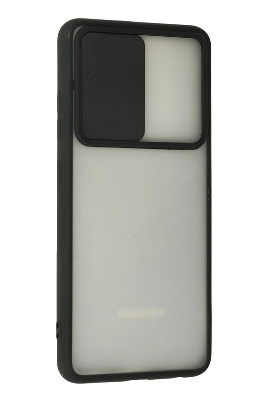 Samsung Galaxy A72 Palm Buzlu Kamera Sürgülü Silikon Kılıf - Siyah 3