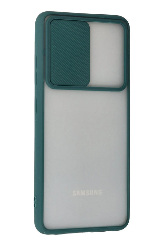 Samsung Galaxy A72 Palm Buzlu Kamera Sürgülü Silikon Kılıf - Yeşil 3