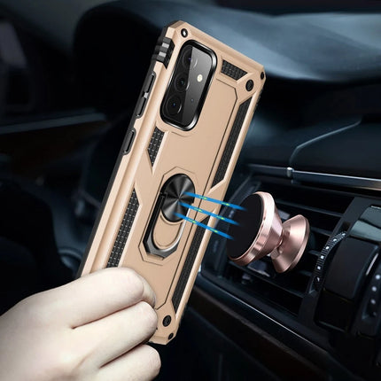 Samsung Galaxy A72 Sofya Yüzüklü Silikon Kapak Kılıf - Gold 7
