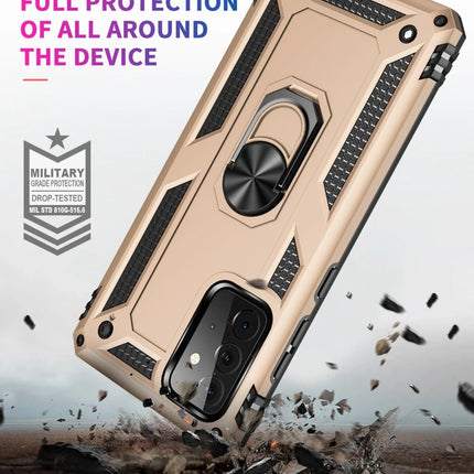 Samsung Galaxy A72 Sofya Yüzüklü Silikon Kapak Kılıf - Gold 8