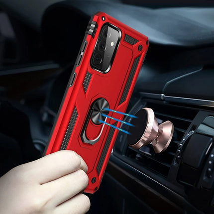 Samsung Galaxy A72 Sofya Yüzüklü Silikon Kapak Kılıf - Kırmızı 6