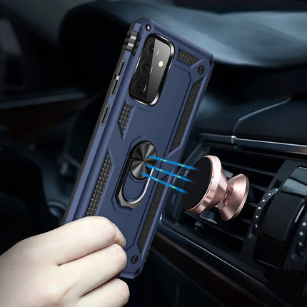 Samsung Galaxy A72 Sofya Yüzüklü Silikon Kapak Kılıf - Lacivert 7