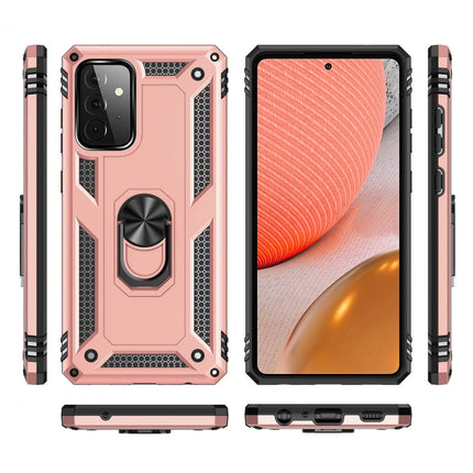 Samsung Galaxy A72 Sofya Yüzüklü Silikon Kapak Kılıf - Rose 3