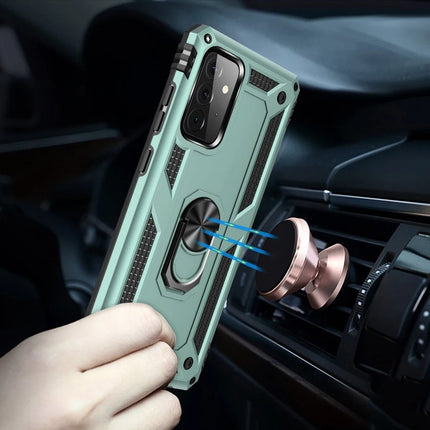 Samsung Galaxy A72 Sofya Yüzüklü Silikon Kapak Kılıf - Yeşil 7