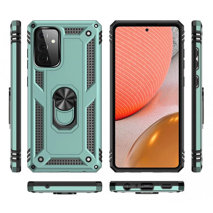Samsung Galaxy A72 Sofya Yüzüklü Silikon Kapak Kılıf - Yeşil 3