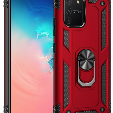 Samsung Galaxy A91 / S10 Lite Sofya Yüzüklü Silikon Kapak Kılıf - Kırmızı