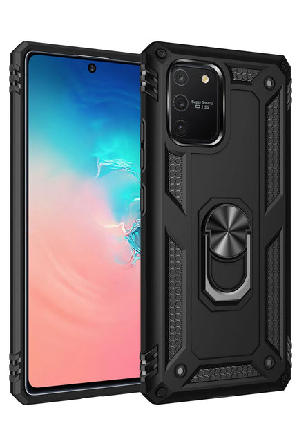 Samsung Galaxy A91 / S10 Lite Sofya Yüzüklü Silikon Kapak Kılıf - Siyah