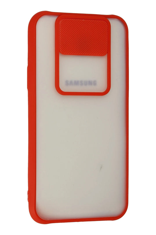 Samsung Galaxy J7 Palm Buzlu Kamera Sürgülü Silikon Kılıf - Kırmızı 2