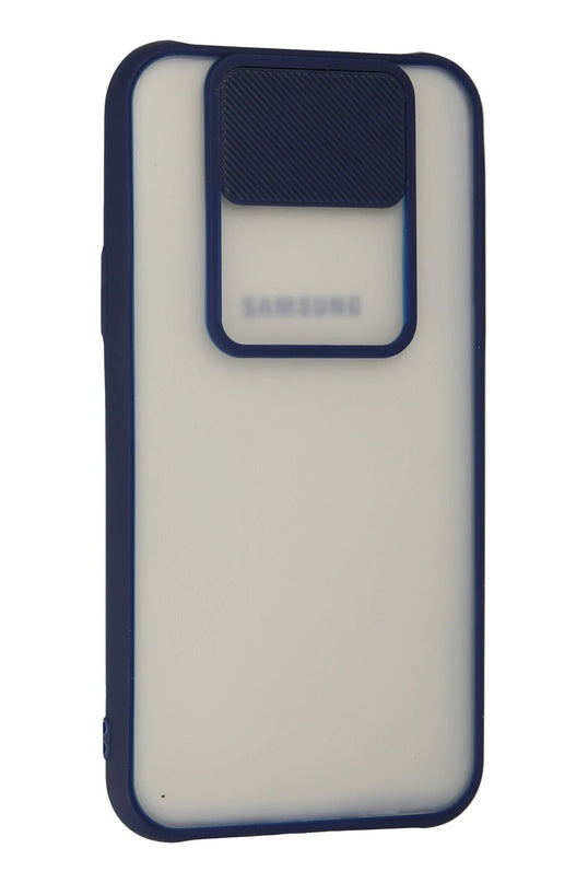 Samsung Galaxy J7 Palm Buzlu Kamera Sürgülü Silikon Kılıf - Lacivert 2