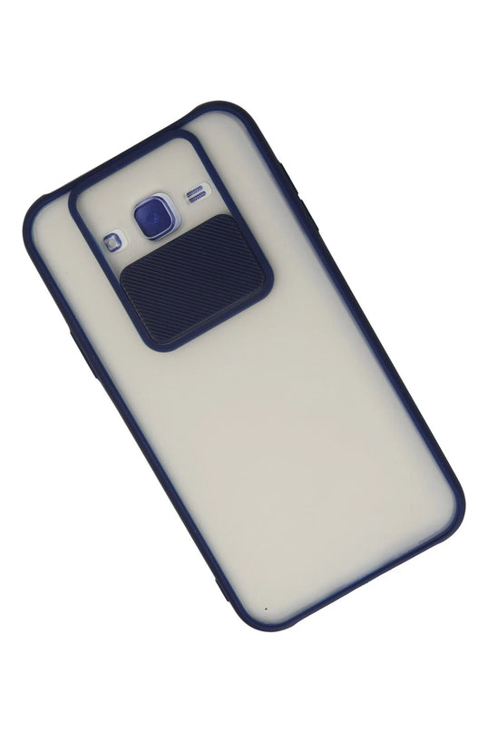Samsung Galaxy J7 Palm Buzlu Kamera Sürgülü Silikon Kılıf - Lacivert 3