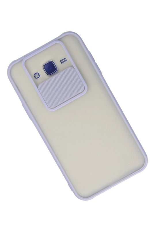 Samsung Galaxy J7 Palm Buzlu Kamera Sürgülü Silikon Kılıf - Lila 3