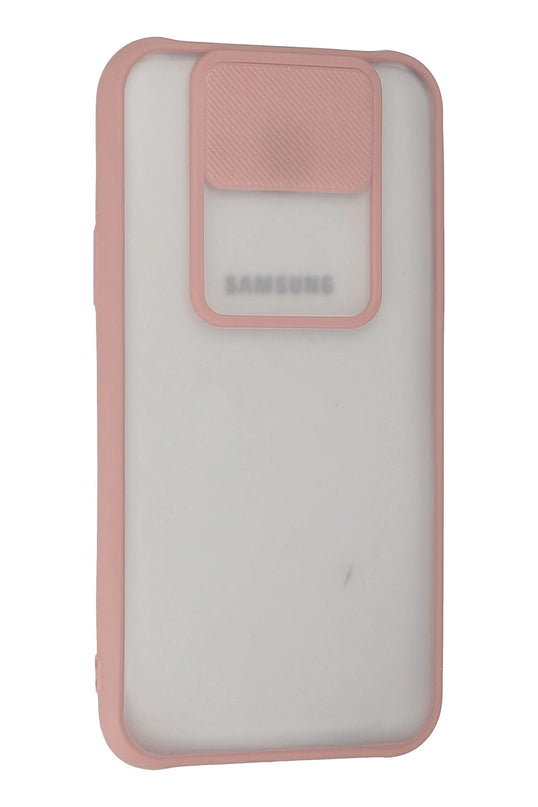 Samsung Galaxy J7 Palm Buzlu Kamera Sürgülü Silikon Kılıf - Pembe 2