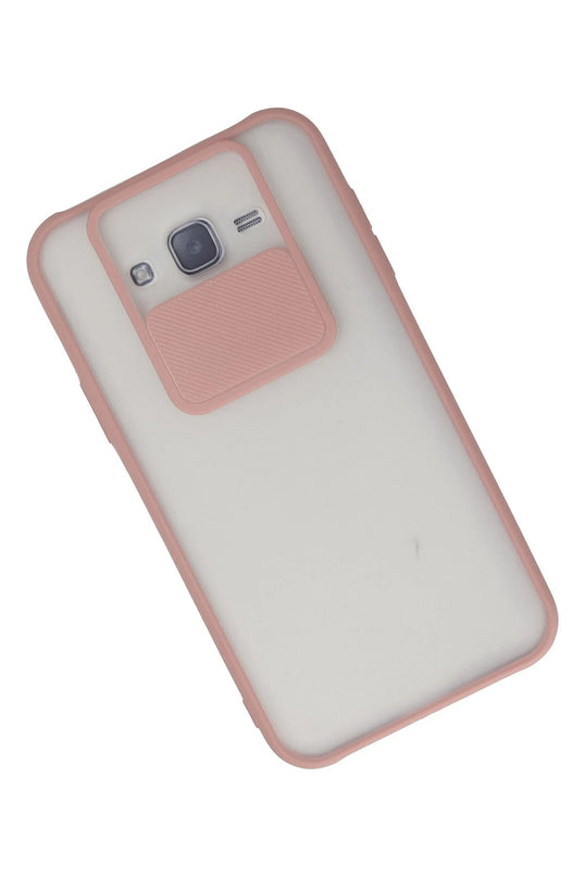 Samsung Galaxy J7 Palm Buzlu Kamera Sürgülü Silikon Kılıf - Pembe 3