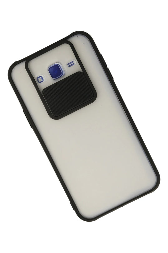 Samsung Galaxy J7 Palm Buzlu Kamera Sürgülü Silikon Kılıf - Siyah 3